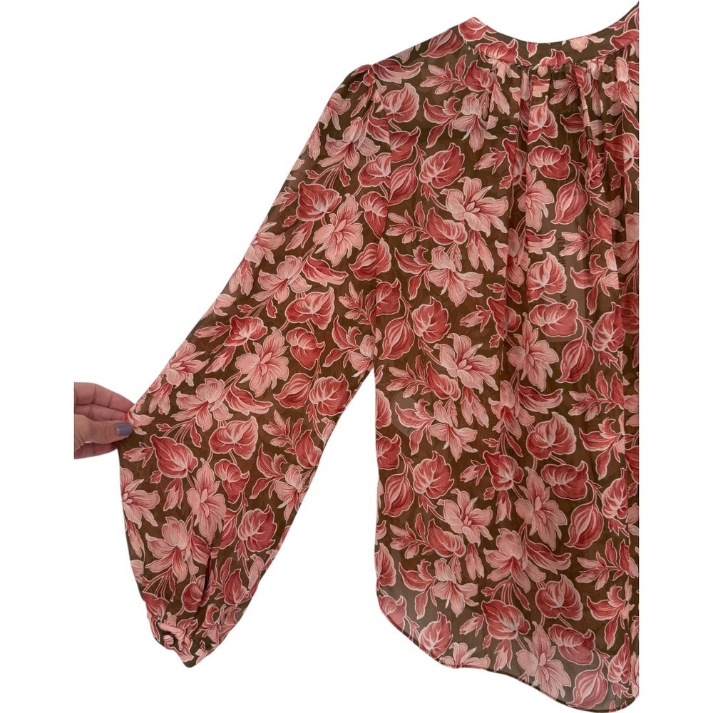 NWOT Veronica Beard Ashlynn Silk Floral Blouse Top Deep Ochre Multi Size 6 - Picture 14 of 16